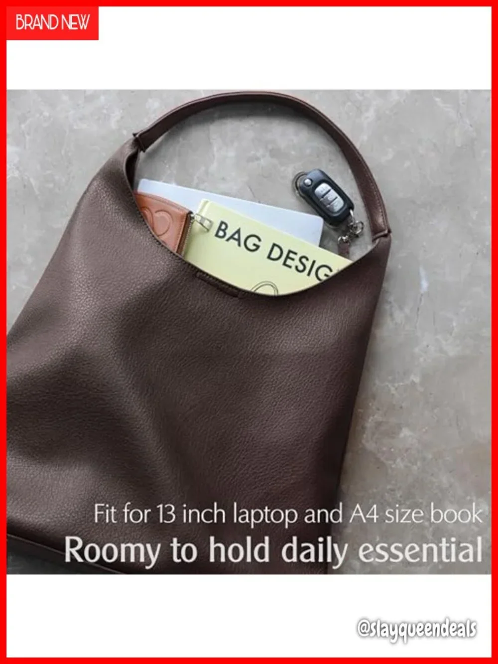 Soft Vegan Leather Slouchy Hobo Bag Shoulder Tote Purse